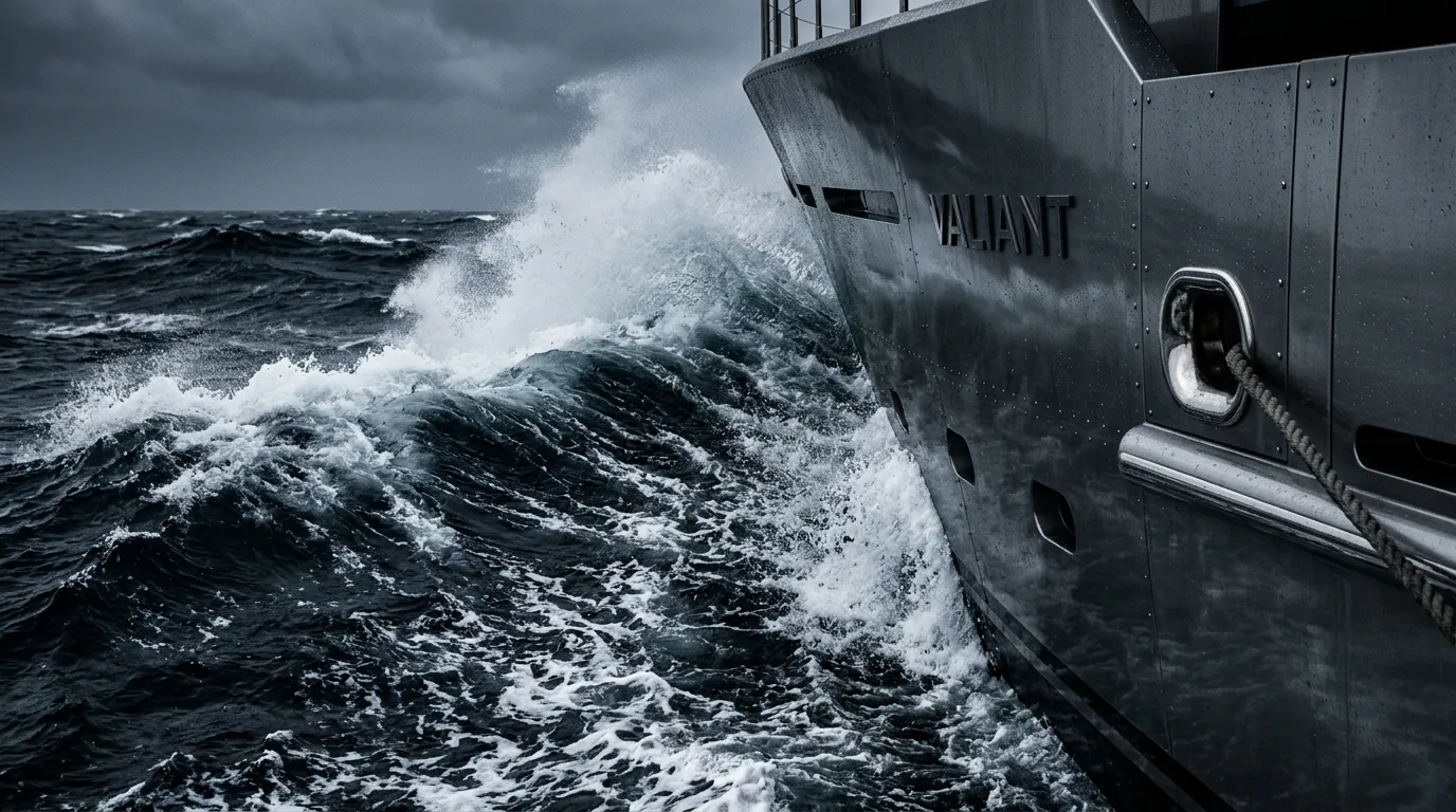 Ocean waves crashing against yacht hull