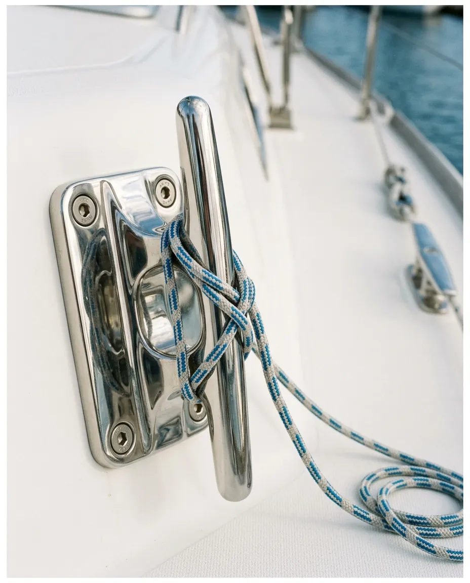 Pristine stainless steel maritime cleat